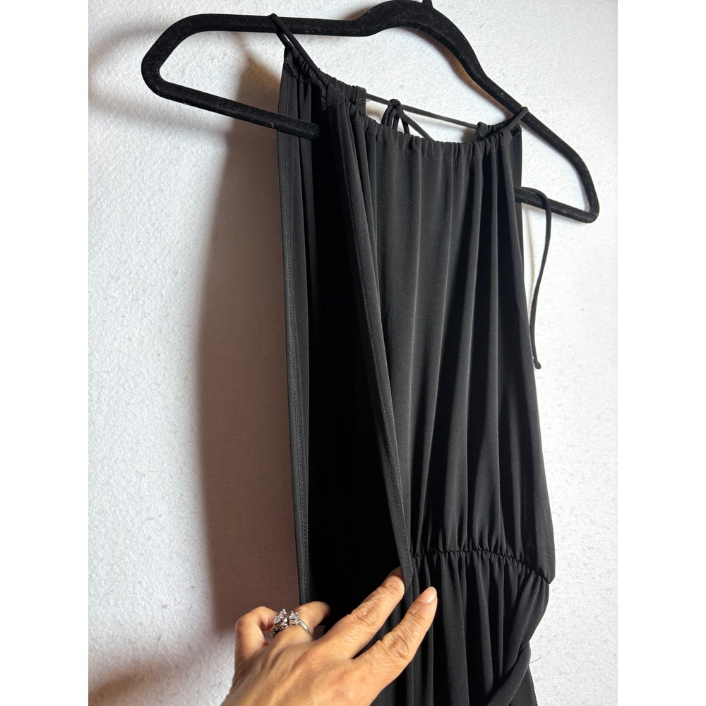 Zenana Black Halter Neck Jumpsuit Open Back High Slit Harem Leg Small - Picture 4 of 10